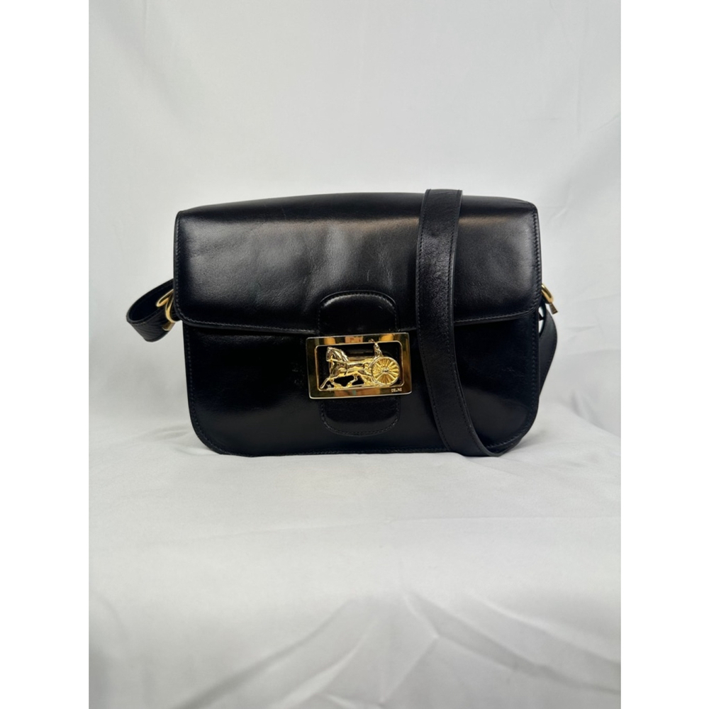 Celine Black Leather Shoulder Bag